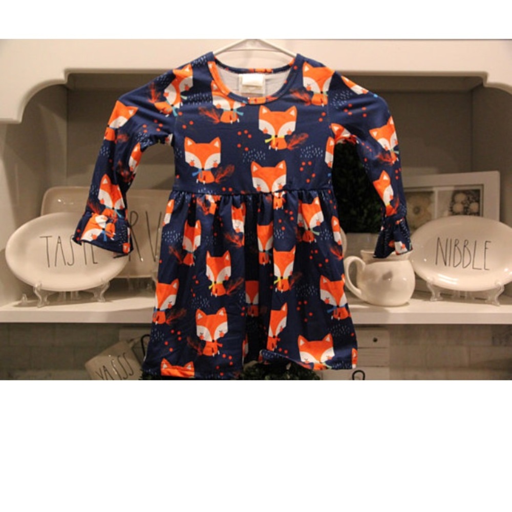 Fox dress, girls summer dresses ruffle sleeves - Picture 6 of 8